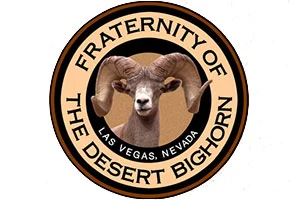 A circular logo with a bighorn sheep at the center, surrounded by the text "Fraternity of the Desert Bighorn, Las Vegas, Nevada." The image symbolizes…| A Non Profit For Caregivers | Christopher Smith Foundation