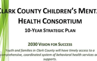 Clark County Children's Mental Health Consortium's 10-Year Strategic Plan cover with green abstract design, emphasizing youth access to behavioral health services, aligning with the Christopher…| A Non Profit For Caregivers | Christopher Smith Foundation